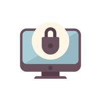 Computer security system showing closed lock icon protecting information vector