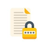 Padlock protecting document representing data security and privacy vector