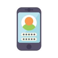 Smartphone displaying user profile and password login screen vector