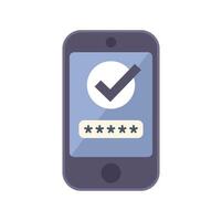 Smartphone showing correct password entry on screen vector