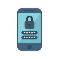 Smartphone displaying password protected login screen with lock icon vector