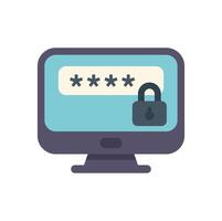 Computer screen displaying password protected login with lock icon vector