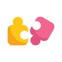 Two puzzle pieces connecting representing teamwork and partnership vector