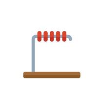 This abacus is showing numbers with red beads on a metal frame vector
