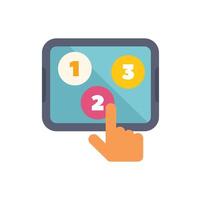 Hand tapping number two on tablet screen displaying numbers vector
