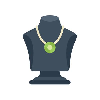 Mannequin presenting necklace with green gemstone pendant