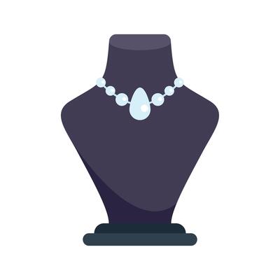 Black mannequin neck displaying pearl necklace with teardrop pendant