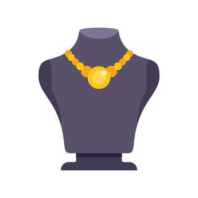 Black mannequin bust displaying golden necklace with precious stone pendant