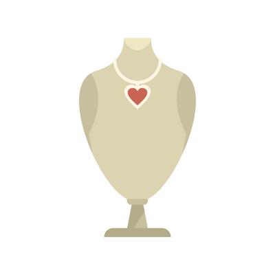 Mannequin bust with heart necklace displaying jewelry on white background