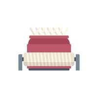 Knitting machine processing thread for warm clothes making vector