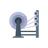 Industrial textile machine winding threads on spools in a factory vector