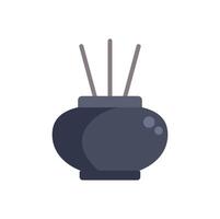 Incense sticks releasing aromatic smoke in a ceramic container vector
