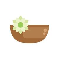 Wooden bowl with water and lotus flower floating on top vector