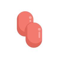 Two red oblong candies lying on white background vector