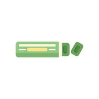 Green inhaler relieving asthma attack with open cap vector