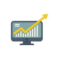 Computer monitor showing growing up chart business concept vector