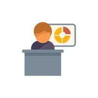 Businessman making presentation showing growth on pie chart icon vector