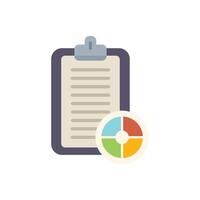 Clipboard showing checklist with pie chart representing business strategy plan vector
