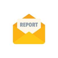 Yellow open envelope containing report document icon vector