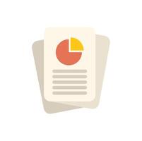 Business report with pie chart and text describing results vector