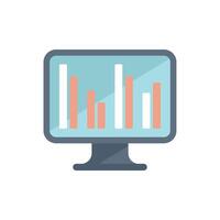Computer monitor displaying statistical bar chart illustration vector