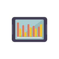 Tablet showing statistical charts representing market trend analysis vector