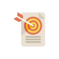Arrow hitting target on business document for objectives and goals vector