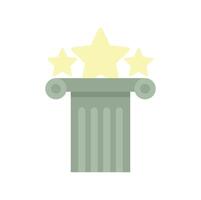 Ancient greek column with three stars on top representing high quality and success vector