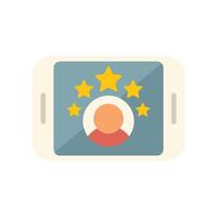 Smartphone showing customer review with five stars rating vector