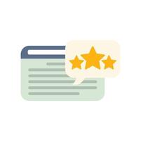 Website review with five stars rating showing positive feedback vector