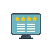 Computer monitor displaying five star rating for customer feedback vector