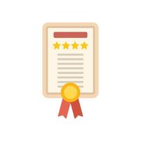 Certificate with five star rating representing best quality service vector