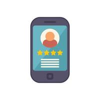 Smartphone displaying five star rating for customer satisfaction survey vector