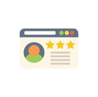 Website showing customer feedback with five star rating system vector