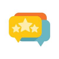 Speech bubbles showing five star customer review rating vector