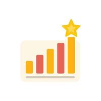 Bar chart graph showing market growth with star icon vector