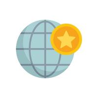 Global rating system showing five star review on world vector