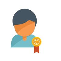 Man showing copyright sign icon with ribbon vector