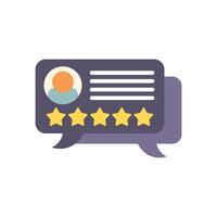 Speech bubble showing five star feedback from customer review vector