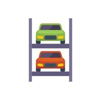Automated double car parking system with vehicles parked on different levels vector