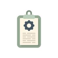 Clipboard showing project management with cogwheel icon vector