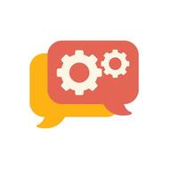 Speech bubble showing gears communicating business solutions concept vector