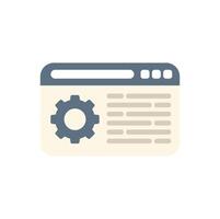 Web page being developed with cogwheel icon showing vector