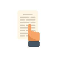 Hand pointing at paragraph of text icon vector