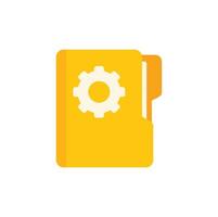 Yellow folder icon displaying working cogwheel symbolising project management vector