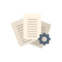 Workflow automation process with paper documents and gear icon vector