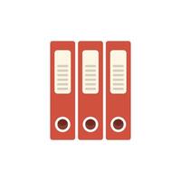 Three red office folders standing upright in vertical position vector