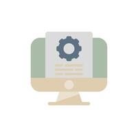 Computer showing website development process with cogwheel icon vector