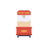 Red popcorn machine serving a fresh batch of buttery popcorn vector