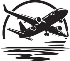 a black and white drawing of a plane with a circle in the middle vector